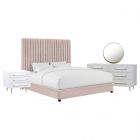 TOV Furniture Arabelle Blush Velvet Bedroom Set in Twin