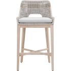 Essentials For Living Woven Tapestry Outdoor Barstool in Taupe Stripe