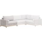 Essentials For Living Woven Tropez Outdoor Modular 2-Seat Left Arm Sofa Taupe & White Flat Rope (CL1A) - CLEARANCE SALE