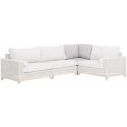 Essentials For Living Woven Tropez Outdoor Modular Corner Sofa Taupe & White Flat Rope, Pumice, Gray Teak (CL1A) - CLEARANCE SALE