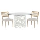 Universal Furniture Oasis 3pc Coral 60" Dining Set with Dockside Chair, White Finish