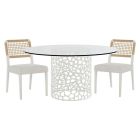 Universal Furniture Oasis 3pc Coral 60" Dining Set with Shoreline Chair, White Finish