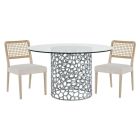 Universal Furniture Oasis 3pc Coral 54" Dining Set with Dockside Chair, Antique Nickel Finish