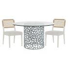 Universal Furniture Oasis 3pc Coral 54" Dining Set with Shoreline Chair, Antique Nickel Finish