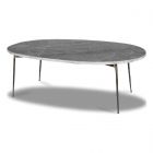 Mobital Tuktuk Large Coffee Table in Grey Marble, Black Hammered Iron Legs 