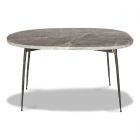 Mobital Tuktuk Small Coffee Table in Grey Marble, Black Hammered Iron Legs 