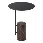 Mobital Butler Black Powder Coated Steel, Brown Marble End Table -