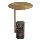 Mobital Butler Brass Powder Coated Steel, Brown Marble End Table -