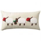 Nourison Home Holiday Pillows Applique Sheep 12" x 24" Beige Indoor Throw Pillow