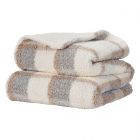 Nourison Home Faux Fur Plaid Curly Sherpa 50" x 60" Blue Indoor Throw Blanket