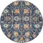 Nourison Home Passion PSN01 5' x Round Navy Bohemian Indoor Rug (Dropshippable)