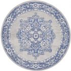 Nourison Home Whimsicle WHS03 5' x Round Grey Blue Farmhouse Indoor Rug (Dropshippable)
