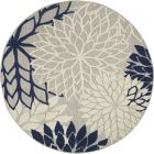Nourison Home Aloha ALH05 5'3" x Round Ivory/Navy Tropical Rug