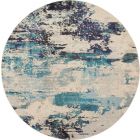 Nourison Home Celestial CES02 7'10" x Round Ivory/Teal Blue Modern Indoor Rug (Dropshippable)