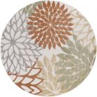 Nourison Home Aloha ALH05 5'3" x Round Ivory Multicolor Round Outdoor Rug