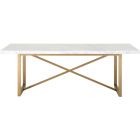 Essentials For Living Traditions Carrera Dining Table in White Marble Top (CL1A) - CLEARANCE SALE