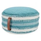 Nourison Home Outdoor Pillows Woven Stripes & Dots 20" x 20" x 12" Turquoise Poufs