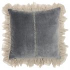 Nourison Home Sofia Stitch Velvet Frills 22" x 22" Dark Grey Indoor Throw Pillow