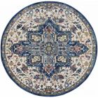Nourison Home Ankara Global ANR15 6' x Round Ivory Navy Bohemian Indoor Rug (Dropshippable)