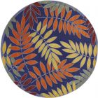 Nourison Home Aloha ALH18 5'3" x Round Navy Multicolor Round Outdoor Rug