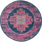 Nourison Home Passion PSN03 5' x Round Blue Bohemian Indoor Rug (Dropshippable)