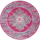 Nourison Home Passion PSN03 4' x Round Fuchsia Bohemian Indoor Rug (Dropshippable)