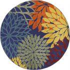 Nourison Home Aloha ALH05 7'10" x Round Navy Multicolor Round Outdoor Rug (Dropshippable)