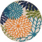 Nourison Home Aloha ALH05 5'3" x Round Multicolor Tropical Rug