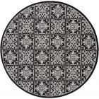 Nourison Home Aloha ALH34 7'10" x Round Black White Round Contemporary Rug (Dropshippable)