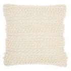 Nourison Home Lifestyle Woven Stripes 18" x 18" Ivory Indoor Throw Pillow