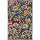 Nourison Home Aloha ALH17 2'8" x 4' Navy Multicolor Rectangle Outdoor Rug (Dropshippable)