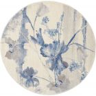 Nourison Home Somerset ST18 3'6" x Round Ivory/Blue Farmhouse Indoor Rug (Dropshippable)