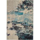 Nourison Home Celestial CES02 3'11" x 5'11" Ivory/Teal Blue Modern Indoor Rug (Dropshippable)