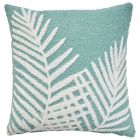 Nourison Home Outdoor Pillows Embroidered Palm Leaf 18" x 18" Turquoise Throw Pillow