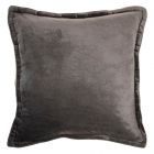 Nourison Home Sofia Solid Velvet Flange 20" x 20" Charcoal Indoor Throw Pillow