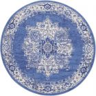 Nourison Home Whimsicle WHS03 5' x Round Navy Farmhouse Indoor Rug (Dropshippable)