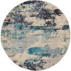Nourison Home Celestial CES02 5'3" x Round Ivory/Teal Blue Modern Indoor Rug (Dropshippable)