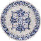 Nourison Home Whimsicle WHS03 5' x Round Ivory Blue Farmhouse Indoor Rug (Dropshippable)