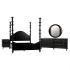Noir Furniture Ferret Bedroom Set, Hand Rubbed Black