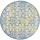 Nourison Home Aloha ALH21 7'10" x Round Ivory Blue Round Contemporary Rug (Dropshippable)