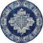 Nourison Home Grafix GRF14 8' x Round Navy Blue Vintage Indoor Rug (Dropshippable)