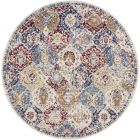 Nourison Home Grafix GRF31 5'3" x Round Blue Multicolor Vintage Indoor Rug