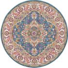 Nourison Home Passion PSN20 4' x Round Teal Multicolor Bohemian Indoor Rug (Dropshippable)