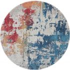 Nourison Home Ankara Global ANR10 4' x Round Multicolor Round Modern Indoor Rug (Dropshippable)