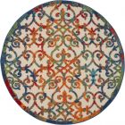 Nourison Home Aloha ALH21 4' x Round Multicolor Contemporary Rug (Dropshippable)