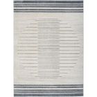Nourison Home Astra Machine Washable ASW04 5'3" x 7' Ivory Blue Rectangle Modern Indoor Rug (Dropshippable)