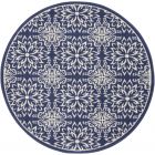 Nourison Home Jubilant JUB06 5'3" x Round Navy/Ivory Farmhouse Indoor Rug (Dropshippable)
