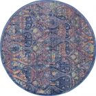 Nourison Home Ankara Global ANR08 4' x Round Navy/Multicolor Round Bohemian Indoor Rug
