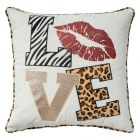 Nourison Home Holiday Pillows Lips Love Leopard 16" x 16" Multicolor Indoor Throw Pillow