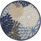 Nourison Home Aloha ALH05 7'10" x Round Blue/Multicolor Tropical Rug